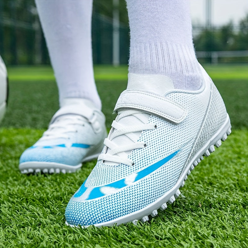 Boy's Turf Football Boots Hook Loop Fastener TF Soccer Cleats