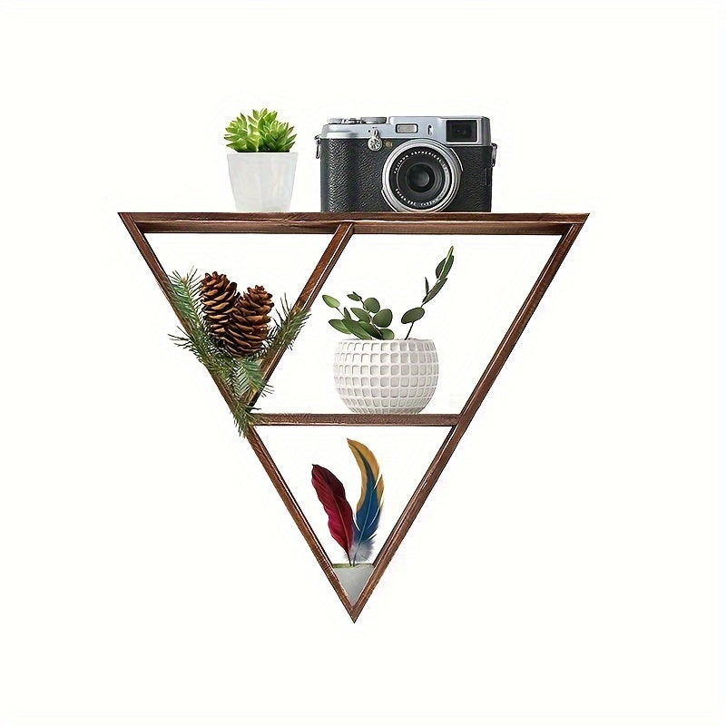 2pcs Triangle Storage Rack Dark Brown Wood Wall mounted Storage R