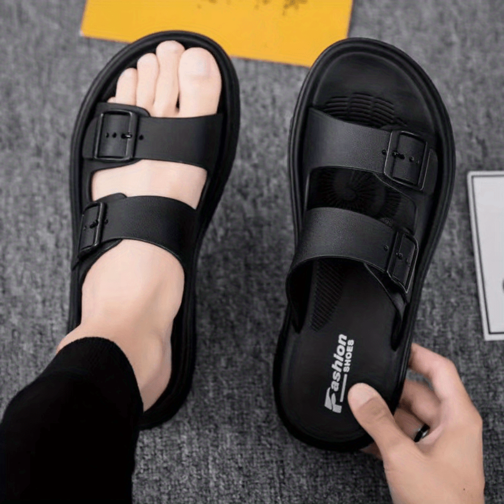 Men's Pin Buckle Slides Sandals Casual Non Slip Slippers Open Toe Shoes
