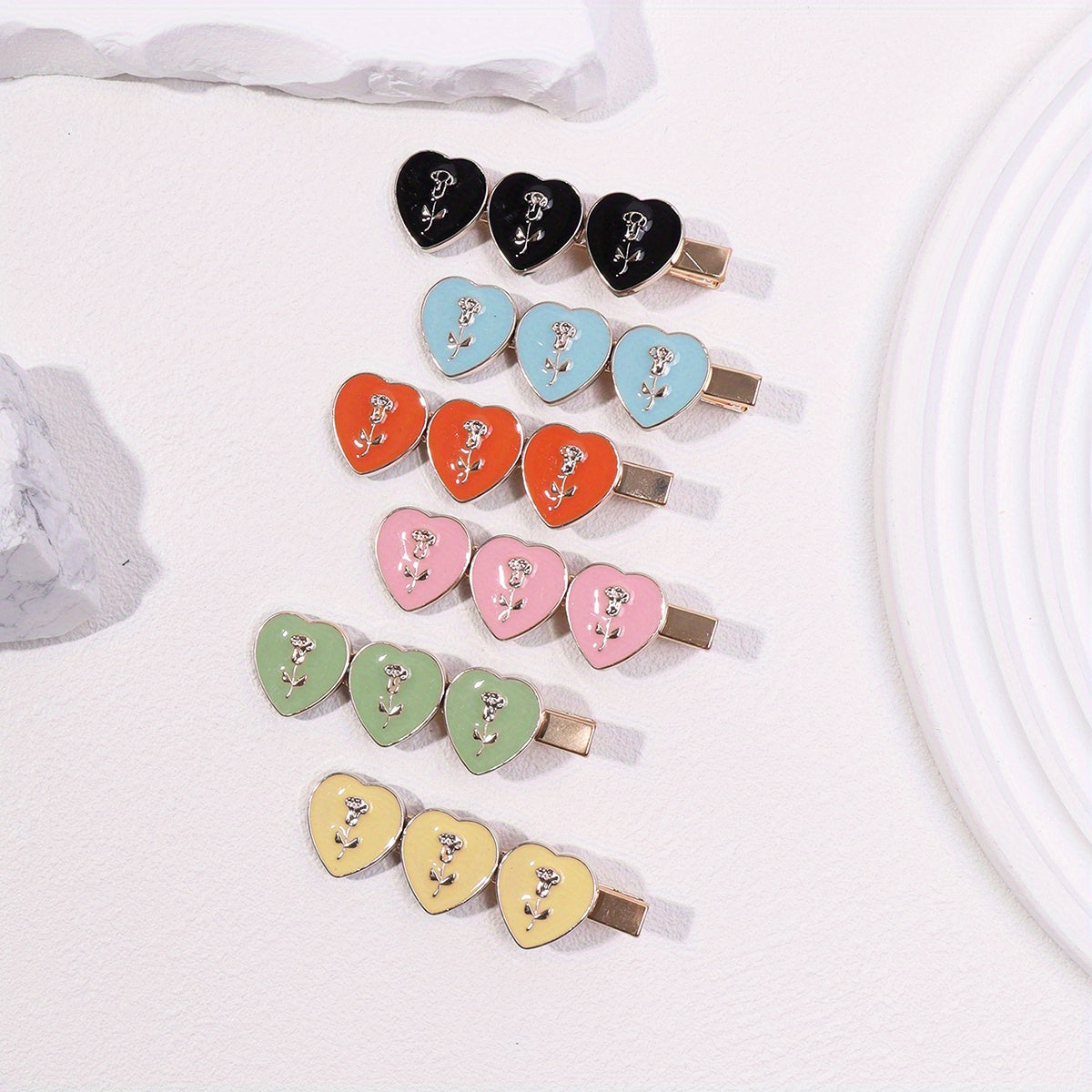 6pcs Candy Rose Flower Hair Clips Bobby Pin Hair Slides Clip Non Slip Hair Decor