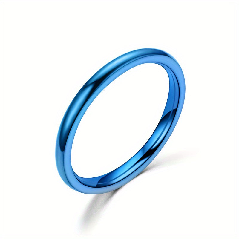 Men's 2mm Wide Stainless Steel Rings, Seven Colors, Stackable Rings