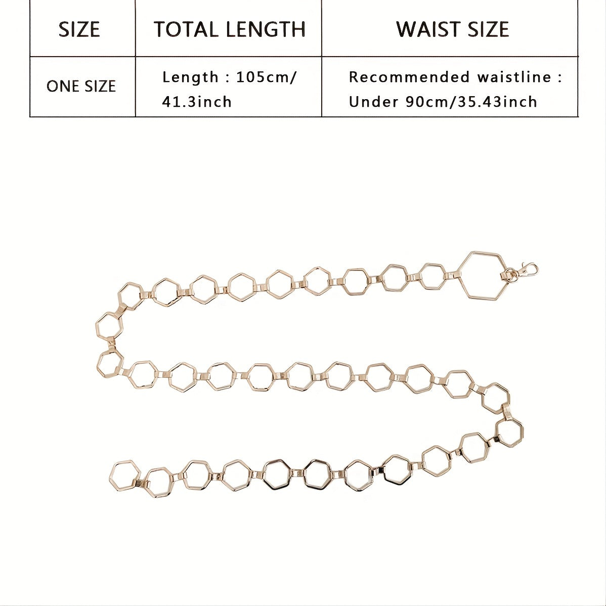 Geometric Gold Metal Waist Chain Belt Adjustable for Women