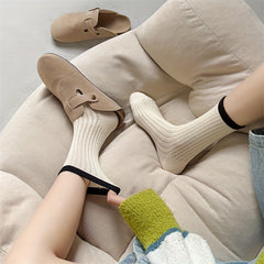 Striped Cotton Mid Calf Socks for Autumn/Winter