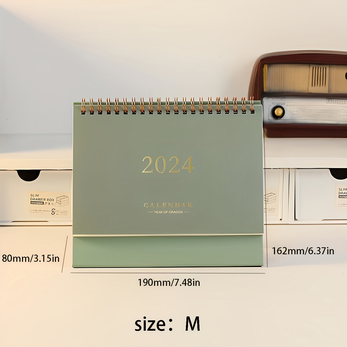 Green Gilded Desk Calendar for School & Office