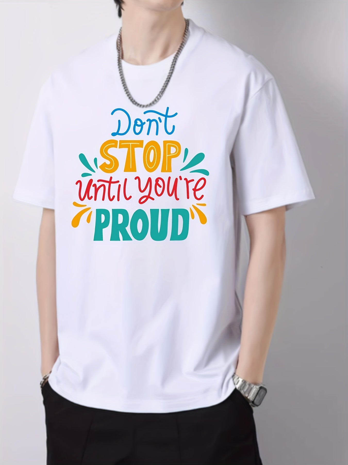 Men's Slim Fit T-shirt Print Top Spring Summer Holiday