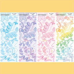 Waterproof Lace Bowknot Stickers for Journals & Crafts, Pastel Colors