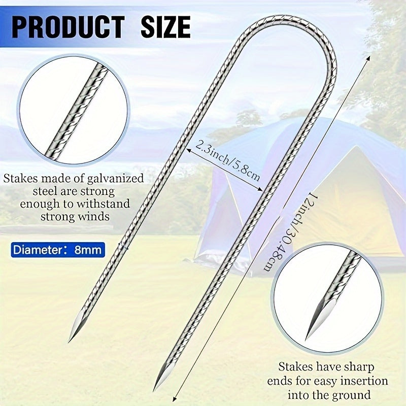20pcs Trampoline Stakes U Shape Anchor Heavy Duty Metal Anchors