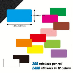 200 Rectangular Coding Labels Blank Sticker