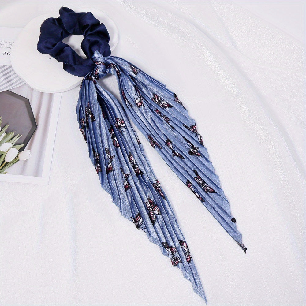 Scrunchie Butterfly Pattern Long Streamer Bowknot Hair Tie Ponytail Hair Rope