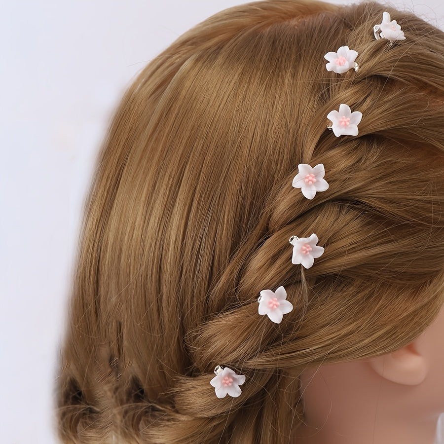 10pcs Flower Braid Hairpin for Thick Hair, Beach Party Hair Jaw Clip
