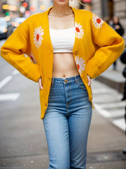  Floral Print Long Sleeve Cardigan