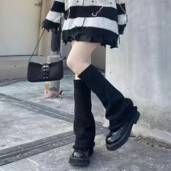 Women's Knit Leg Warmers 80s Harajuku Punk Knee High Socks Gothic Clothes