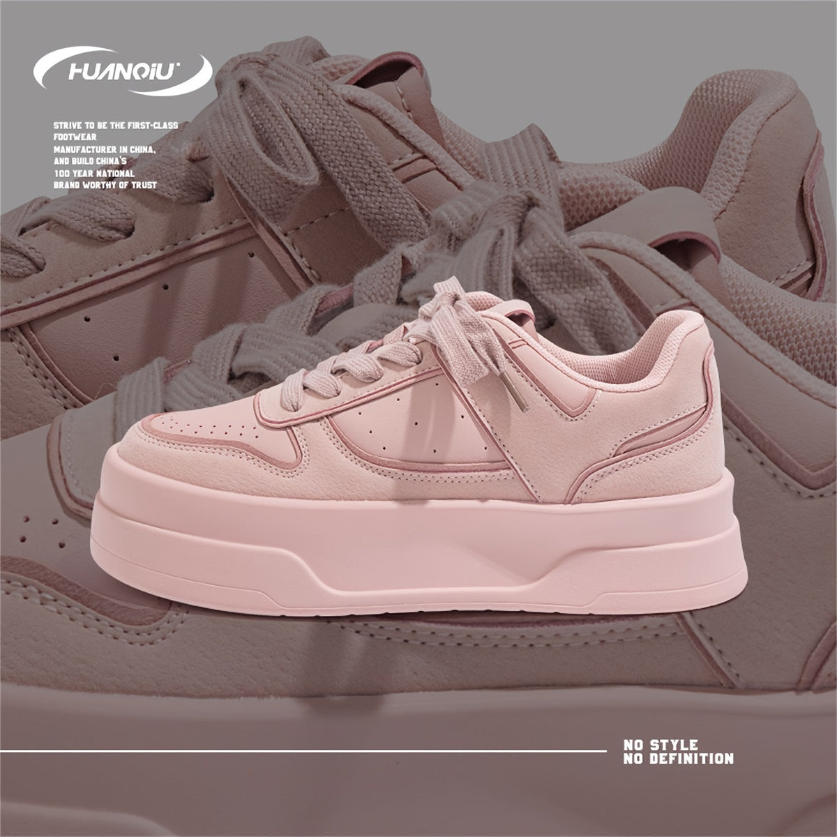 HUANQIU Lace-up Skate Shoes Non Slip Sports Sneakers