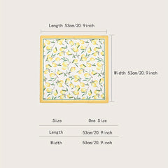 Lemon Print Yellow Bandana Casual Square Scarf Neckerchief Women