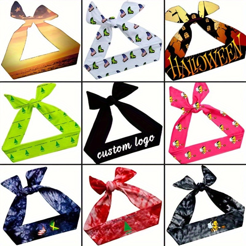 Geometric Pattern Athletic Headband, Polyester & Spandex Blend