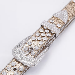 Punk Skull Rhinestone Belt Glitter Sequins Rivet PU Jeans Belt