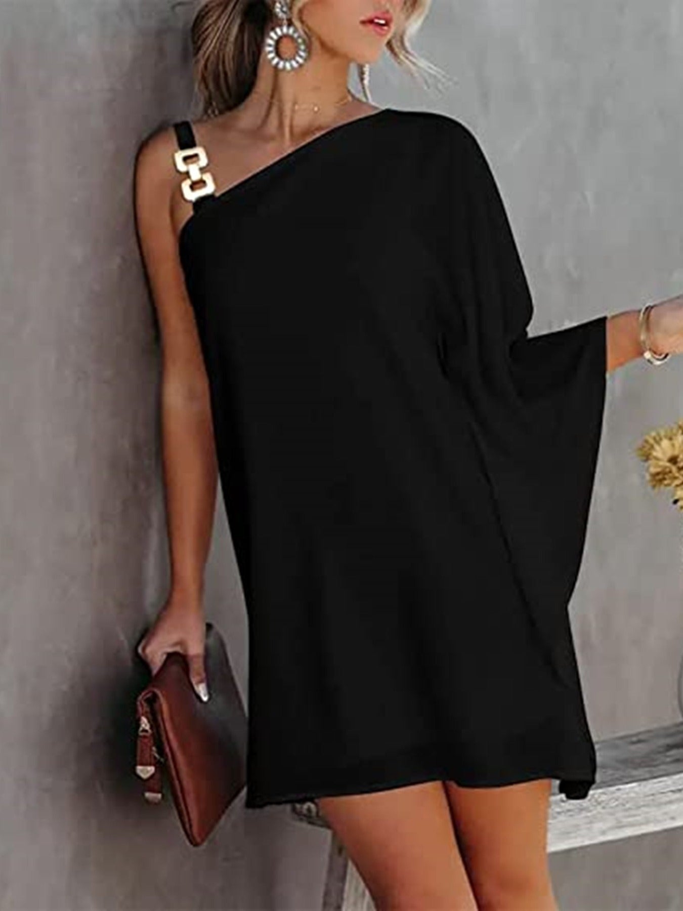Women's Summer Batwing Sleeve Cold Shoulder Party Dress