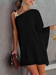 Women's Summer Batwing Sleeve Cold Shoulder Party Dress