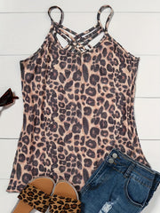  Sexy Leopard Criss Cross Cami Top
