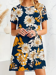 Floral Print Short Sleeve Tee Dress