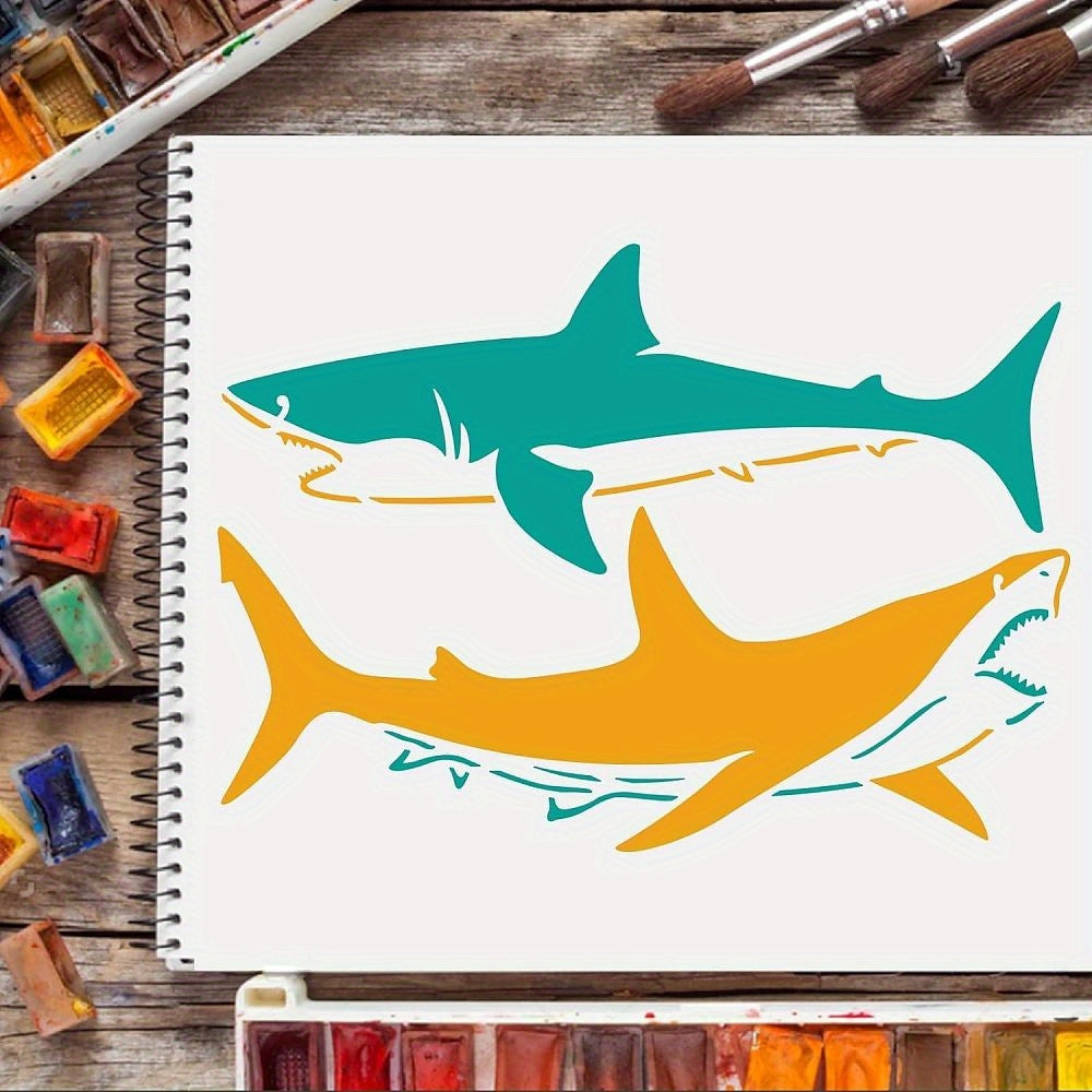 Reusable Shark Drawing Stencil Sea Animal Painting Stencils