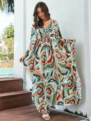  Boho Cover Up Women's Plus Allover Print Beach Cover Up Dress
