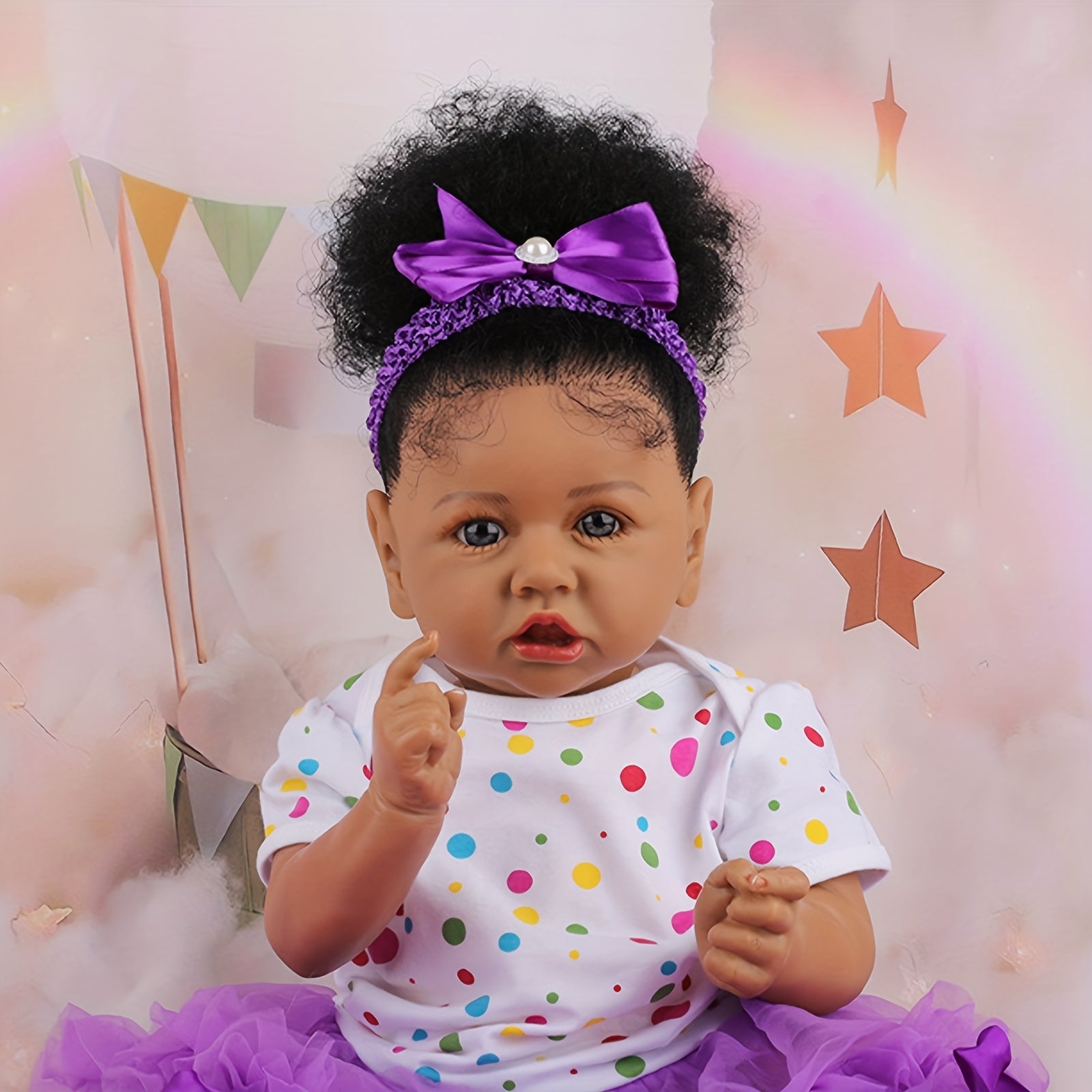 Realistic 55 Reborn Baby Doll African American Newborn Vinyl Material