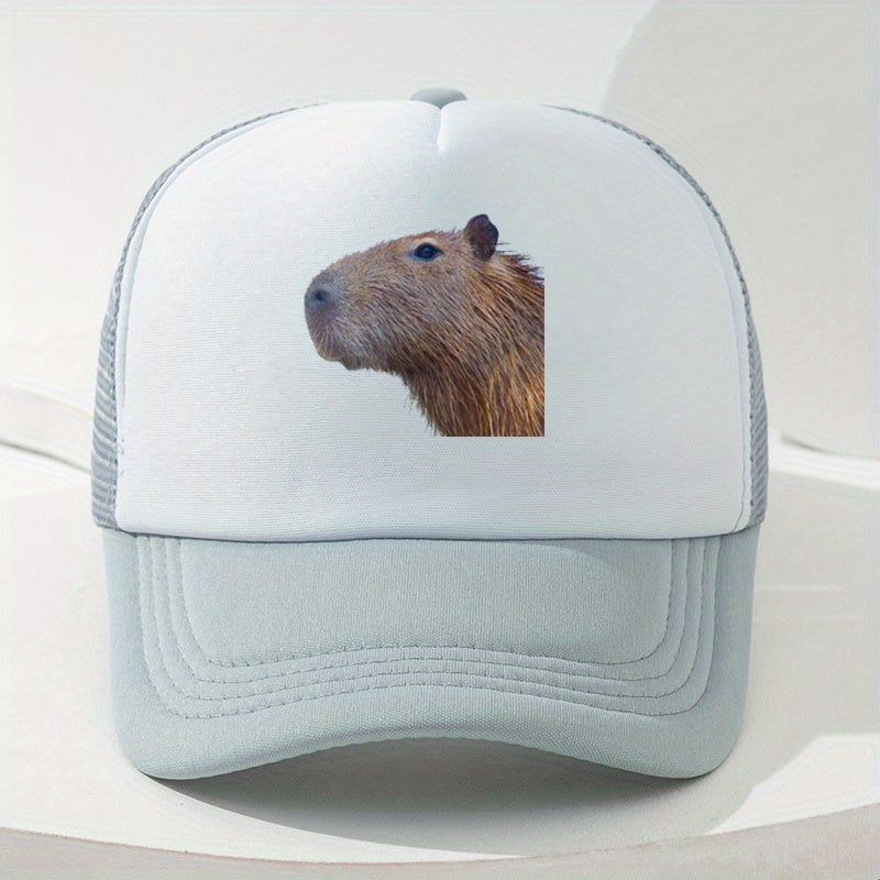 Capybara Print Baseball Cap Mesh Trucker Hat