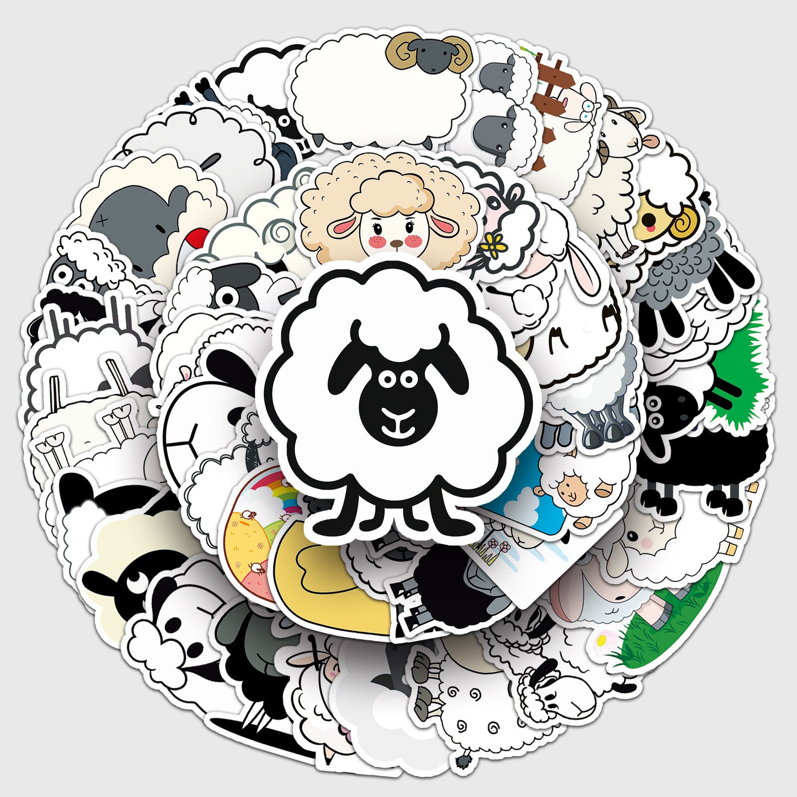 50pcs Cartoon Sheep Stickers PVC Decals for Laptops Skateboards