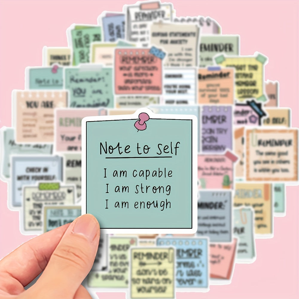 50pcs Inspirational Vinyl Stickers - Self Affirmation & Encouragement Decals
