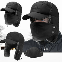 Winter Trooper Hat Waterproof Skiing Hat with Detachable Face Mask