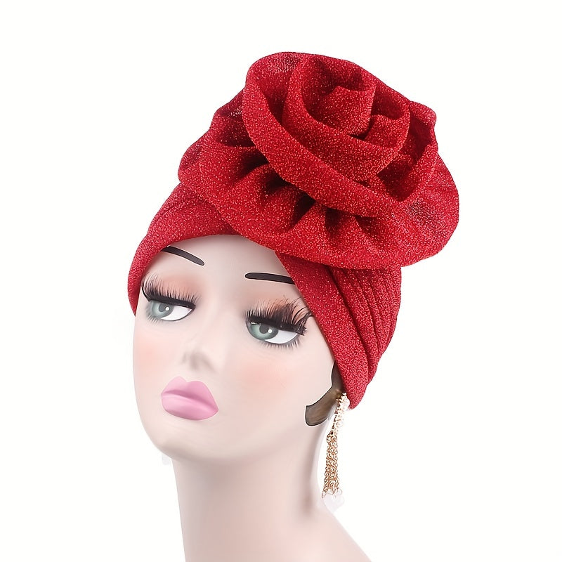 Glitter Turban Cap Head Wrap Solid Bandana Beanie Casual Hijab Head Scarves