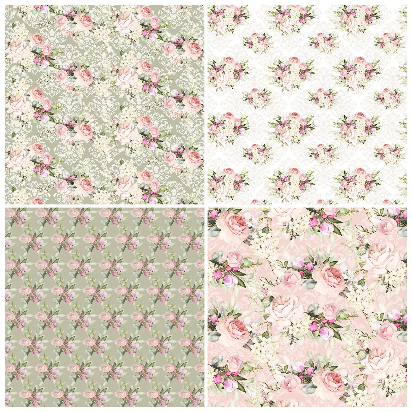 12pcs Flower Series Scrapbook Paper Background DIY Photo Album Art Card