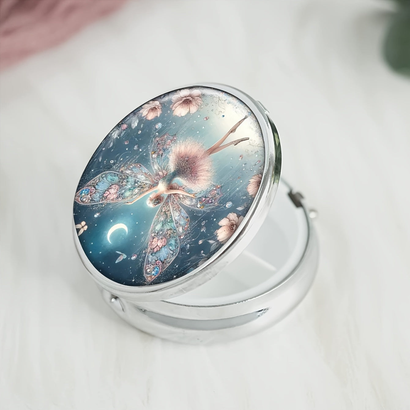 WhimsyWings Fairy 3 Compartment Pill Box Organizer Case D