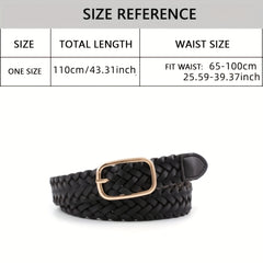 Classic Braided PU Belt Hollow Out Pin Buckle Waist Belt Women