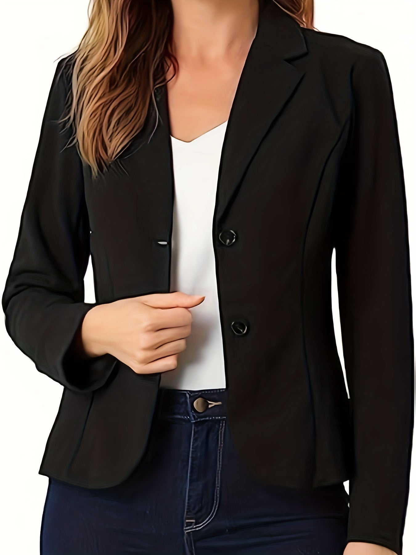  Basic Blazer Solid Button Up Long Sleeve Slim Fit Blazer