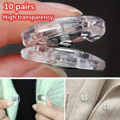 10pcs Plastic Invisible Snap Buttons for Sweater Coat Anti-light Ro