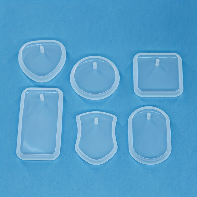DIY Keychain Pendant Silicone Mold Set Crystal Epoxy Resin Geometric Tag Pendant