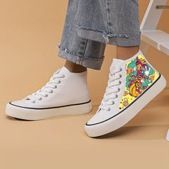 Girl's Cartoon High Top Skate Shoes Non Slip Lace Up Sneakers