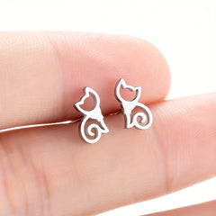 2pcs Men's Kitten Ear Studs Stainless Steel Ear Accessories