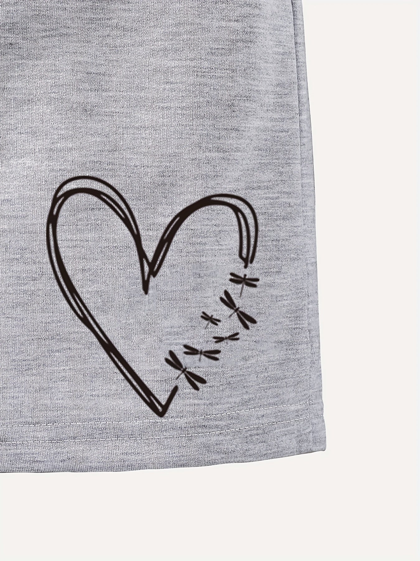 Girls' Casual Heart Graphic Shorts with Pockets