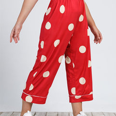 Polka Dot High Rise Cropped Pants Women's Plus Size