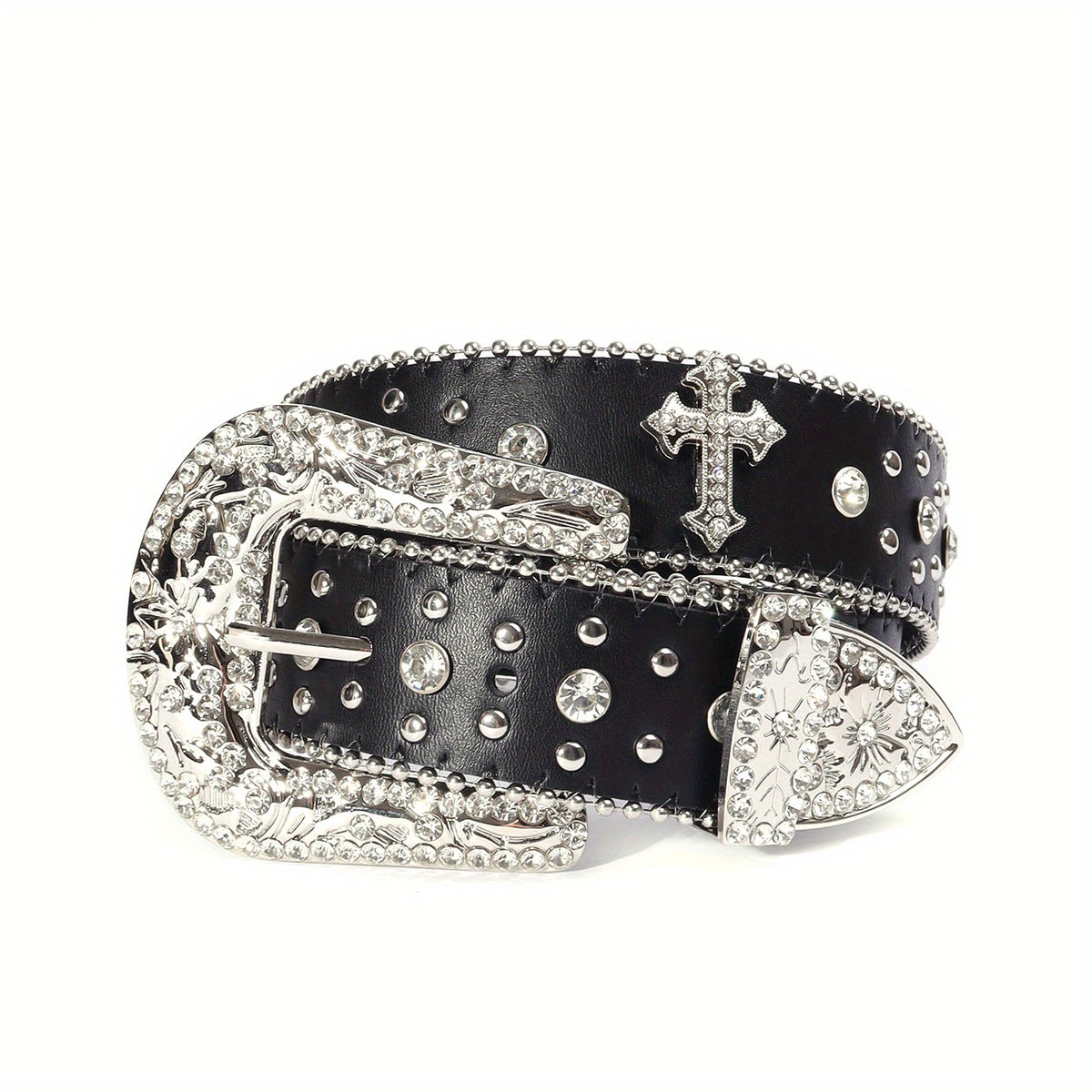 Western Cowboy Cowgirl Belt Rhinestone Rivet Sparkling Hip Hop Belt