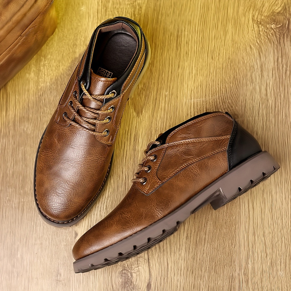 Men's Retro Ankle Boots PU Leather Lace-up Outdoor Shoes