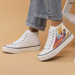 Chinese Dragon Print Heighten Canvas Sneakers