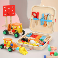 Wooden Toolbox Set for Kids Shape Sorting & Matching Puzzle