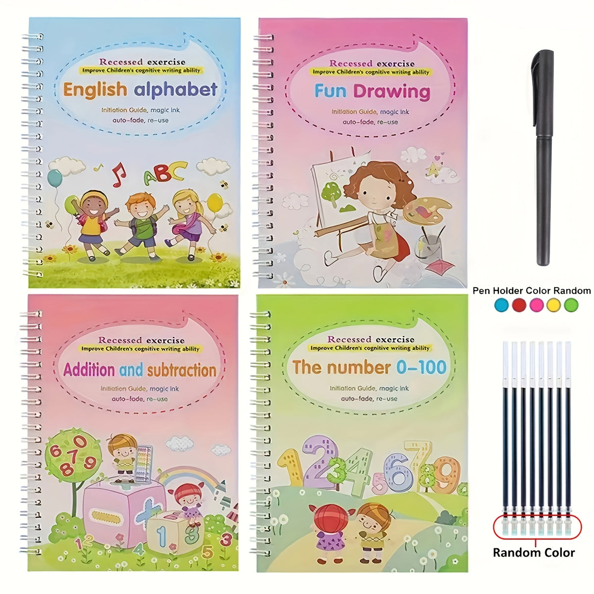 4pcs Handwriting Practice Books with Pen & Paper