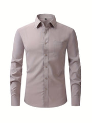 Men's Classic Button Up Shirt for Spring/Fall Business Occasion