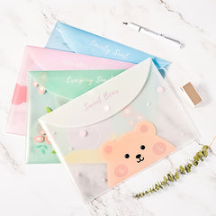4pcs Cartoon Student Test Paper Bag A4 Transparent File Bag