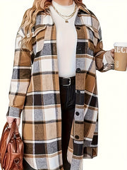  Plaid Button Up Long Sleeve Shirt Coat